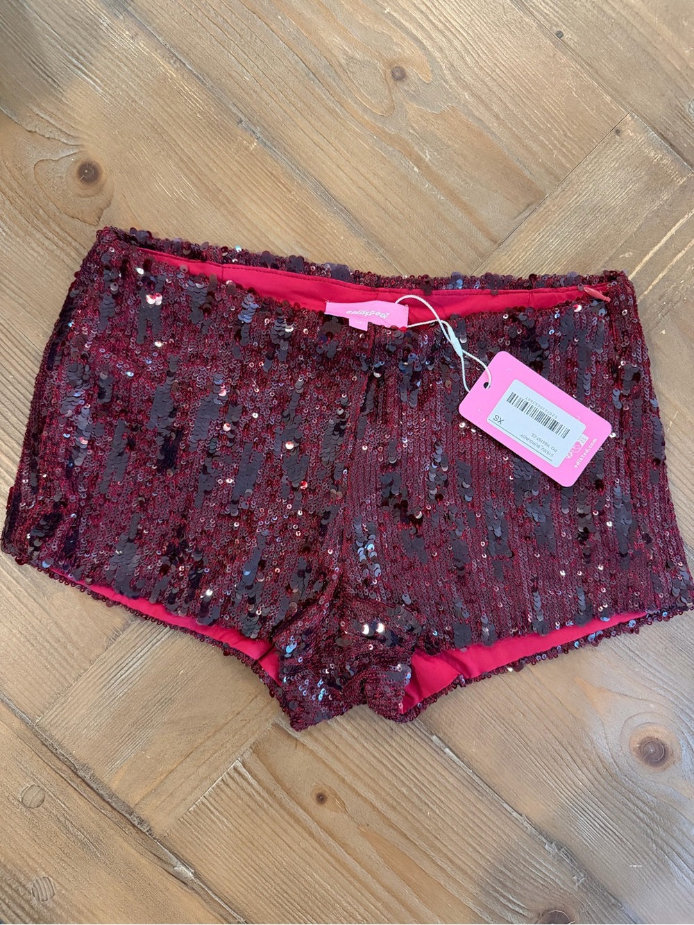 Edikted Sequin Embellished Burgundy Women's Shorts sz XS